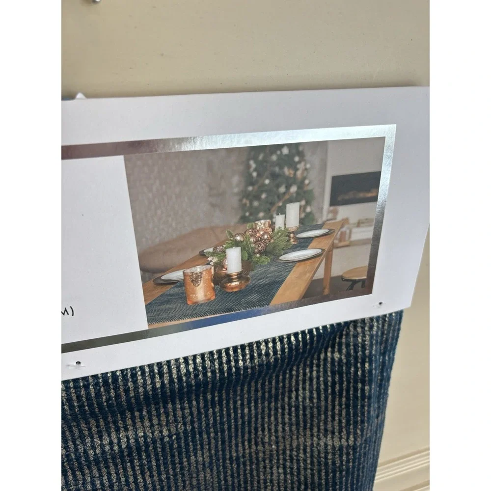 Celebrity Home Navy Blue Gold Velvet Table Runner NWT 16